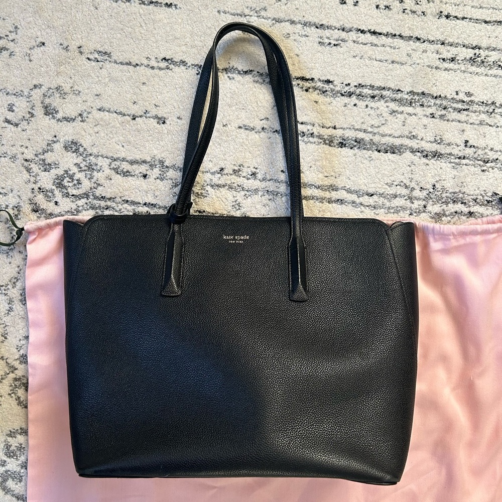 Kate Spade ♠️ Black Leather Large Tote Bag